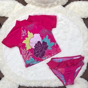 {Tea} Pink Swimsuit (Rash-guard and bottoms)
